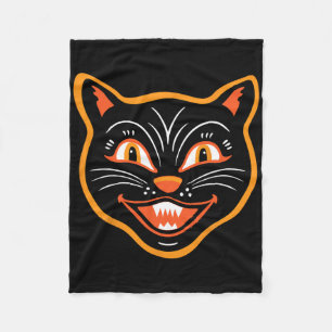 Halloween Vintag Black Cat Fleecedecke