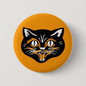 Halloween Vintag Cat Face Button (Vorderseite)