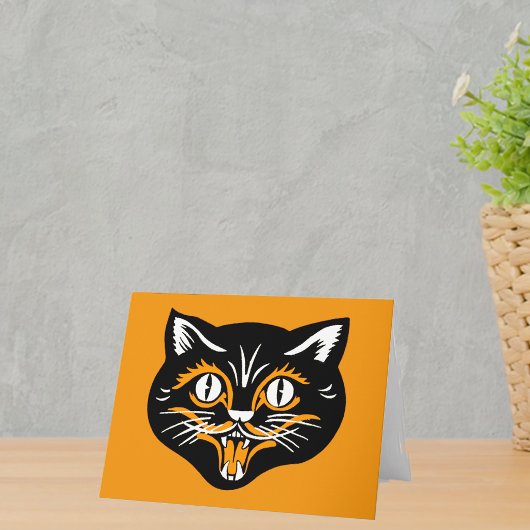 Halloween Vintag Cat Face Karte