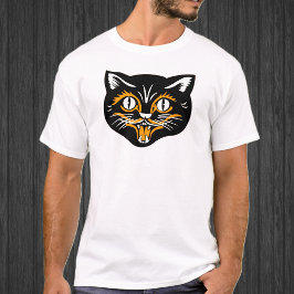 Halloween Vintag Cat Face T-Shirt