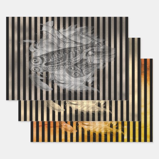 Halloween Vintag Ephamera Owl-Familie Geschenkpapier Set (Set)