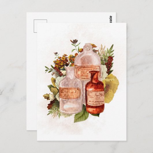 Halloween Vintag Flaschen Herbstliche Blume Postkarte (Vorne/Hinten)