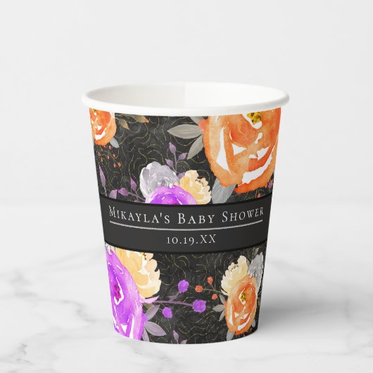 Halloween Vintag Floral Baby Dusche Pappbecher (Links)