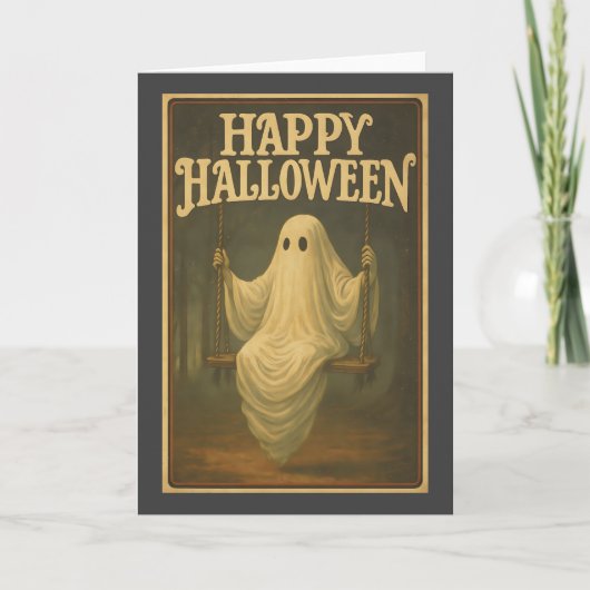 Halloween Vintag Ghost-Faltenkarte Karte (Vorderseite)