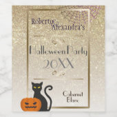 Halloween Vintag Glam Gold Glitzer White Weinetikett (Einzelnes Label)