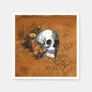 Halloween Vintag Goth Skull Blume Party Napkins Serviette