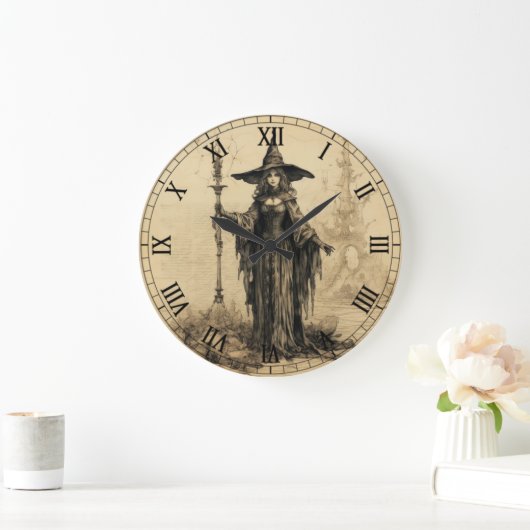Halloween Vintag Gothic Hexenmeisterschaft Große Wanduhr (Zuhause)