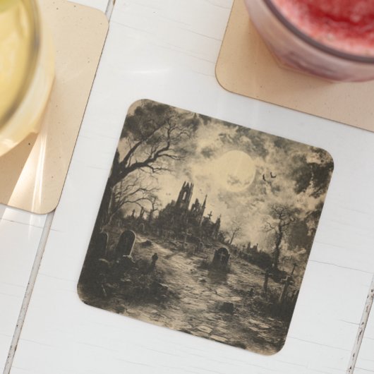 Halloween Vintag Graveyard Grabstein Rechteckiger Pappuntersetzer