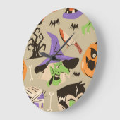 Halloween Vintag Pattern Große Uhr (Winkel)