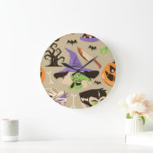 Halloween Vintag Pattern Große Uhr (Zuhause)