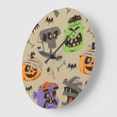 Halloween Vintag Pattern Große Uhr (Winkel)