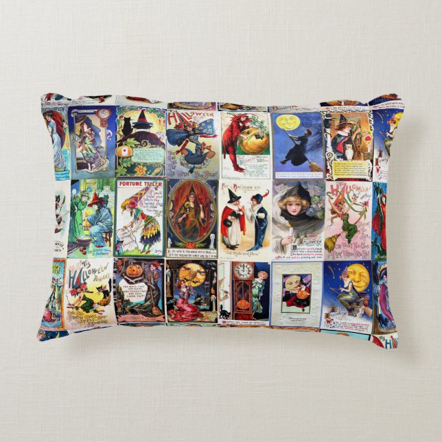 Halloween Vintag Postkarte Dekokissen (Rückseite)