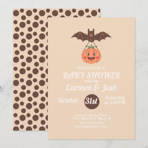 Halloween Vintag Pumpkin Bat Retro Babydusche Einladung