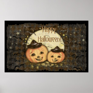 Halloween Vintag Pumpkins Art Poster