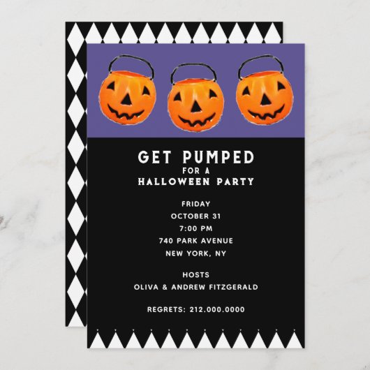 Halloween Vintag Pumpkins Party Einladung (Vorne/Hinten)