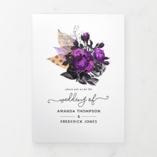Halloween Vintag Shabby Floral Wedding Dreifach Gefaltete Einladung