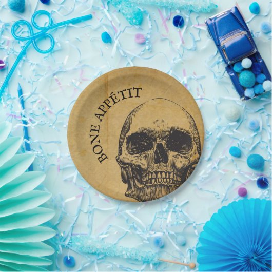 Halloween Vintag Skull | Knochenappetit Gothic Pappteller (Party)