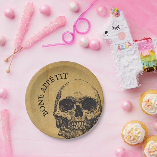 Halloween Vintag Skull | Knochenappetit Gothic Pappteller (Party)