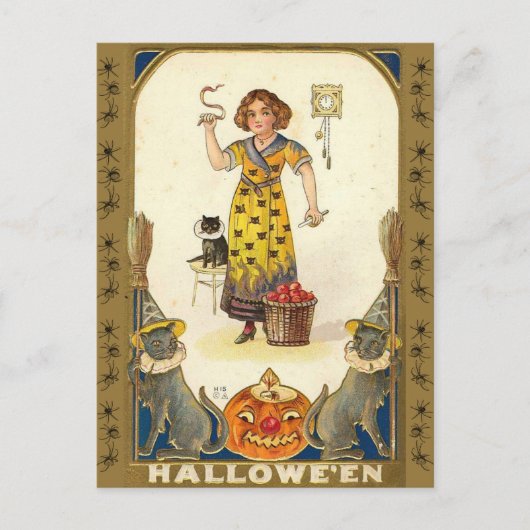 Halloween Vintag Snake Priestess Postkarte (Vorderseite)