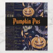 Halloween Vintag Spooky Pumpkin Pus Weinetikett (Einzelnes Label)
