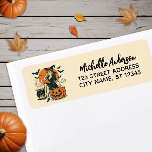 Halloween Vintag Witch Pumpkin Bat Rücksendeadress