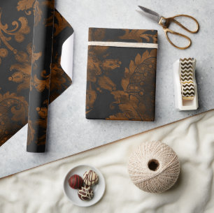 Halloween Vintage Damast  Geschenkpapier