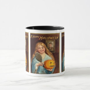 Halloween Vintage Dame mit Spiegel) Tasse