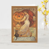Halloween Vintage Frau und Jack o' Lantern Karte (Gelbe Blume)