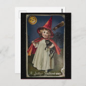 Halloween Vintage Funny Cat Illustration Postkarte (Vorne/Hinten)