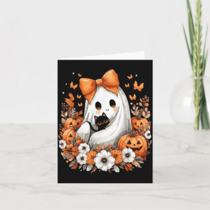 Halloween Vintage-Geist mit schwarzer Katze Kürbis Karte