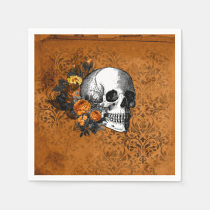 Halloween Vintage-Goth-Schädel-Blumen-Partyserviet Serviette