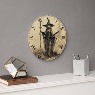 Halloween Vintage Gothic Hexen Wanduhr