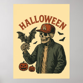 Halloween Vintage - Gruseliger Skelett Poster