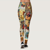 Halloween Vintage Grußkarten Hexenkürme Pumpkins Leggings (Rückseite)