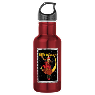 HALLOWEEN Vintage Hexe Edelstahlflasche