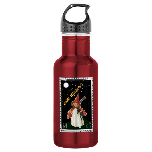 HALLOWEEN Vintage Hexe Edelstahlflasche (Vorderseite)