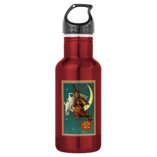 HALLOWEEN Vintage Hexe Edelstahlflasche (Vorderseite)