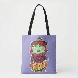 Halloween Vintage Hexe Klassisch Retro Lila Tasche
