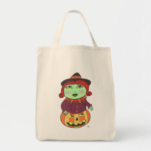 Halloween Vintage Hexe Klassische Retro-Kunst Tragetasche