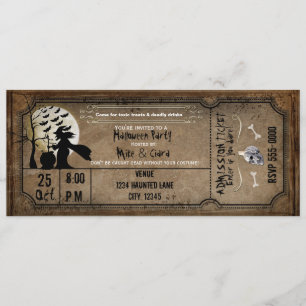 Halloween Vintage-Hexen-Gruselige Ticket-Einladung Einladung