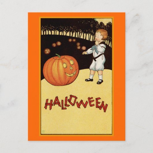 "Halloween" Vintage Illustration Postkarte (Vorderseite)