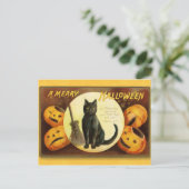 Halloween Vintage Katze und Pumpkins Postcard Postkarte (Stehend Vorderseite)