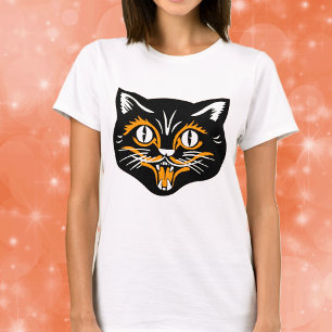 Halloween Vintage Katzen Gesicht T-Shirt