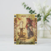 Halloween Vintage Kerze und Kostüme Postkarte (Stehend Vorderseite)