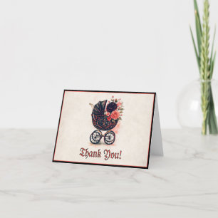 Halloween Vintage Kinderwagen Baby Shower Dankeskarte