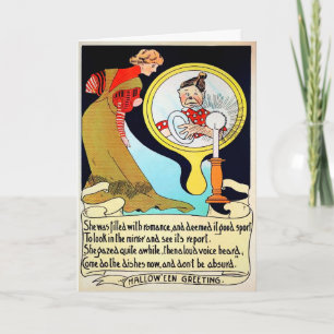 Halloween Vintage Liebes Spiegel Grußkarte Feiertagskarte
