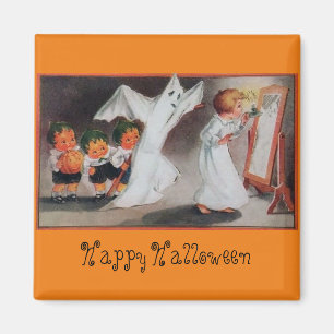Halloween-Vintage-Mädchen mit Kerzenmagnet Magnet
