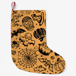 Halloween Vintage Nahtlos Geschäft Kleiner Weihnachtsstrumpf