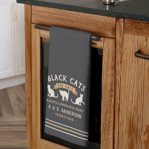 Halloween Vintage Schwarze Katzen Personalisiert Geschirrtuch