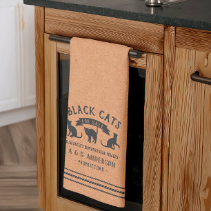 Halloween Vintage Schwarze Katzen Personalisiert Geschirrtuch